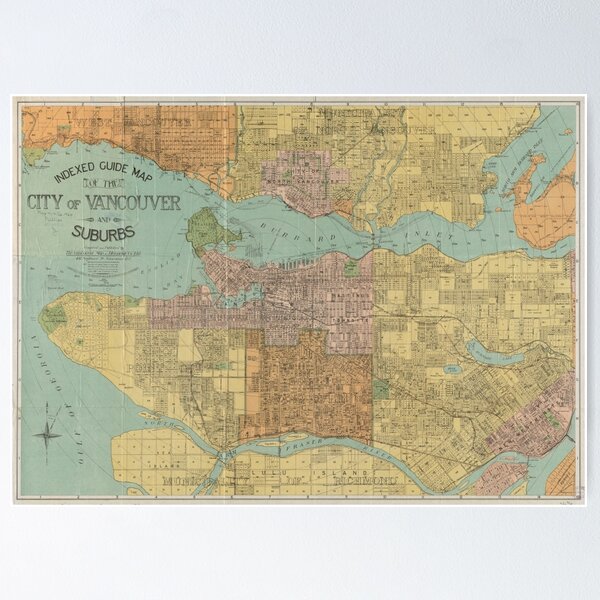 Item preview, Vintage Map of Vancouver Canada (1920) designed and sold by BravuraMedia.