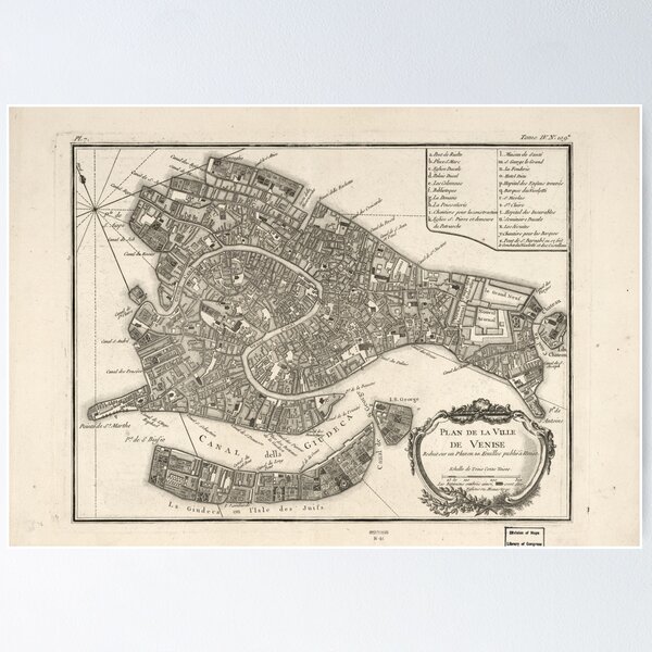 Item preview, Vintage Map of Venice Italy (1764) designed and sold by BravuraMedia.