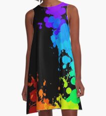 Rainbow Splatter A-Line Dress