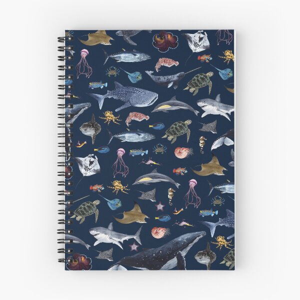 Item preview, SEA ANIMALS PATTERN (navy) designed and sold by BEATRIZ ABAITUA.