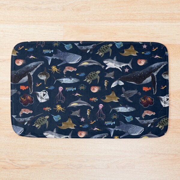 Item preview, SEA ANIMALS PATTERN (navy) designed and sold by BEATRIZ ABAITUA.