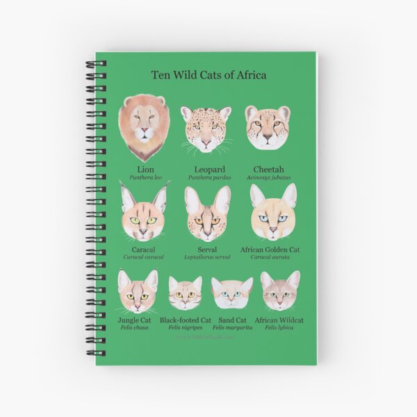 Ten Wild Cats of Africa Chart Spiral Notebook