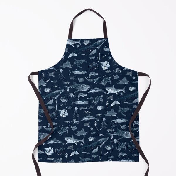 Item preview, SEA ANIMALS PATTERN (cyanotype effect-navy) designed and sold by BEATRIZ ABAITUA.