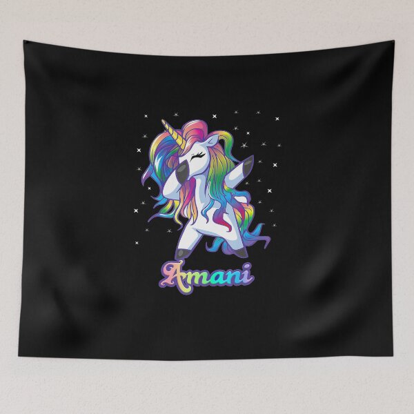 Item preview, AMANI Name Personalized Custom Rainbow Unicorn Dabbing  designed and sold by Merimertie03658.