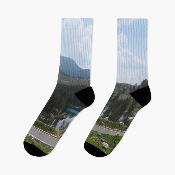 Item preview, The fabulous alpine lake of Carezza in the Dolomites (Bolzano). Lovely place in the Italian Alps. Reflections in the water. View from the hill. Sunny spring day. Trentino Alto Adige designed and sold by Maurizio Fabbroni.