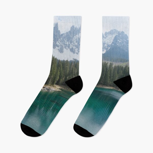 Item preview, The fabulous alpine lake of Carezza in the Dolomites (Bolzano). Lovely place in the Italian Alps. Reflections in the water. View from the shore. Sunny spring day. Trentino Alto Adige designed and sold by Maurizio Fabbroni.