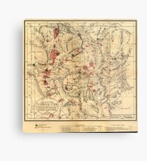 Vintage Map of Yellowstone National Park (1881) Metal Print