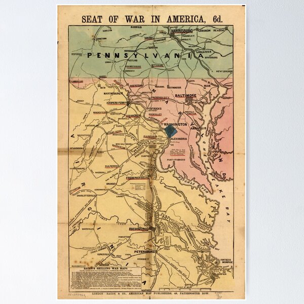 Item preview, Vintage Virginia Civil War Map (1863) designed and sold by BravuraMedia.