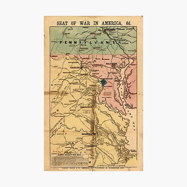Item preview, Vintage Virginia Civil War Map (1863) designed and sold by BravuraMedia.