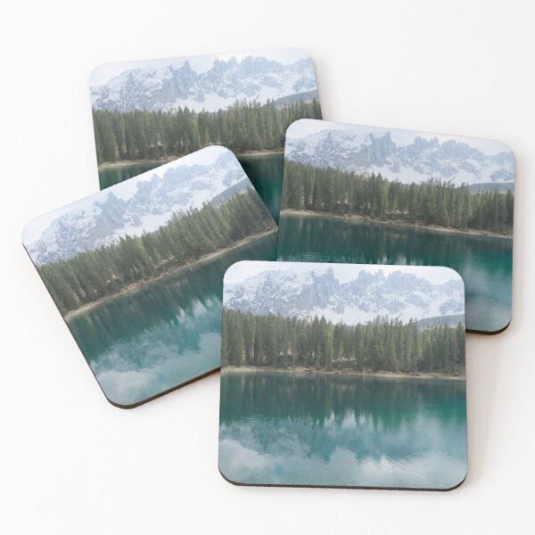 Item preview, The fabulous alpine lake of Carezza in the Dolomites (Bolzano). Lovely place in the Italian Alps. Reflections in the water. View from the shore. Sunny spring day. Trentino Alto Adige designed and sold by Maurizio Fabbroni.