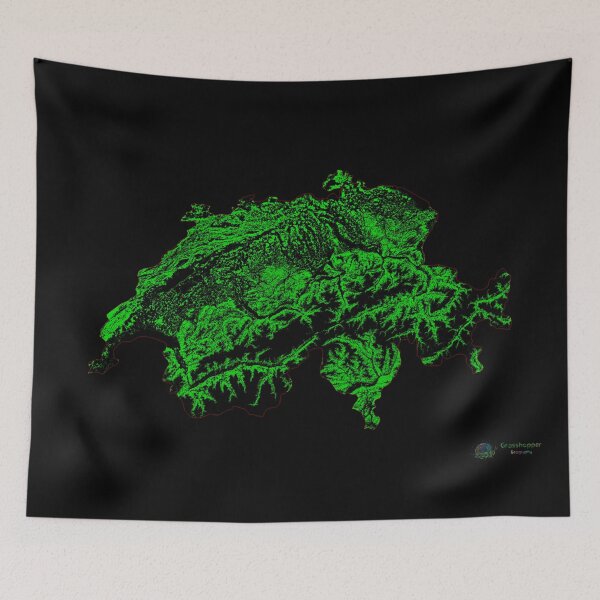 Item preview, Switzerland Forest Cover Map with Black Background designed and sold by GrasshopperGeo.