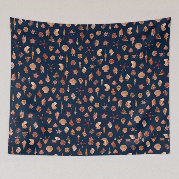 Item preview, SEASHELL PATTERN (vintage vibes-navy) designed and sold by BEATRIZ ABAITUA.