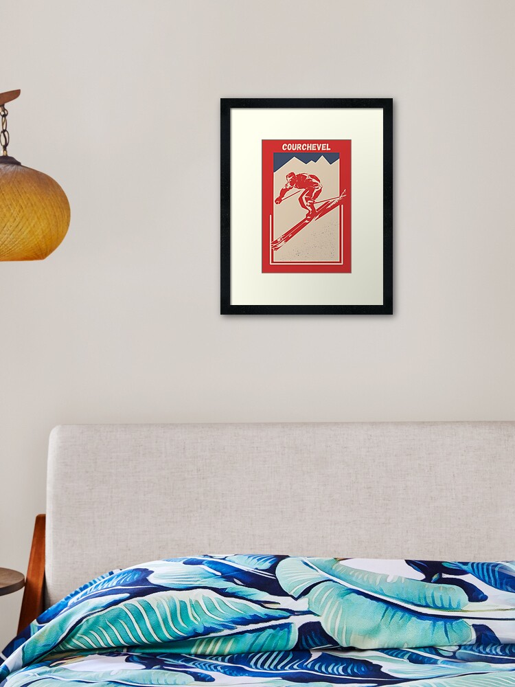 Thumbnail 2 of 7, Framed Art Print, Courchevel French Ski Resort - Vintage Geometric Ski Poster for Mountain Alpine Skier designed and sold by Vintage-TM.