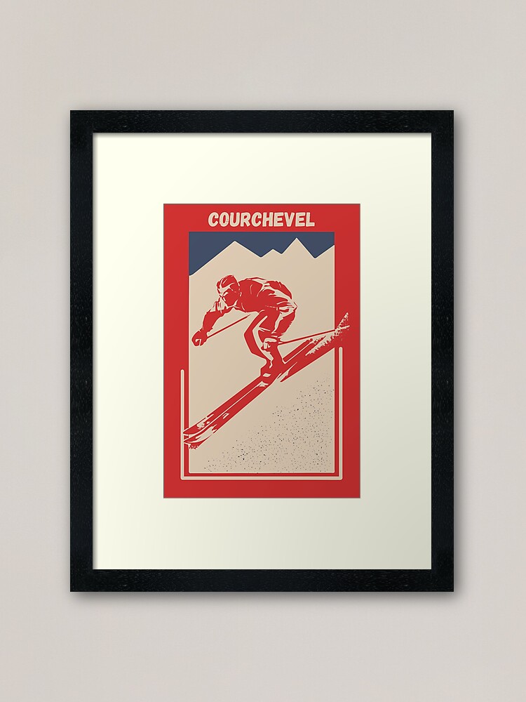 Thumbnail 1 of 7, Framed Art Print, Courchevel French Ski Resort - Vintage Geometric Ski Poster for Mountain Alpine Skier designed and sold by Vintage-TM.