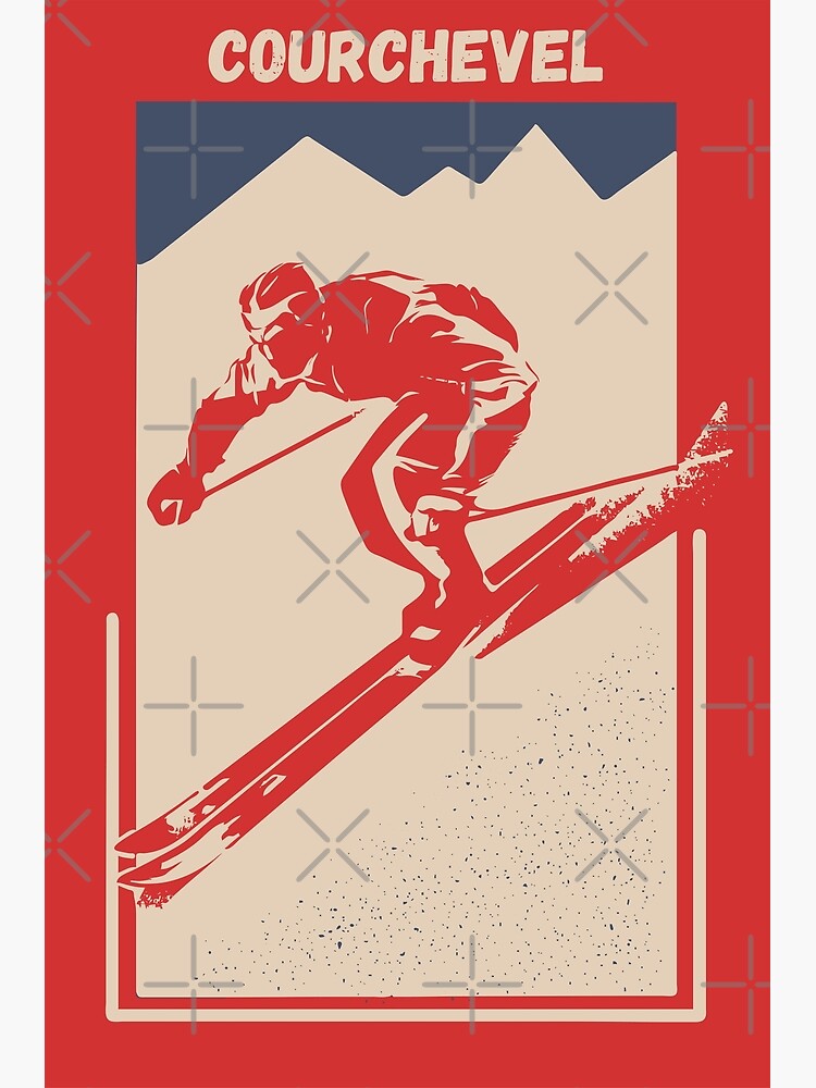 Thumbnail 7 of 7, Framed Art Print, Courchevel French Ski Resort - Vintage Geometric Ski Poster for Mountain Alpine Skier designed and sold by Vintage-TM.