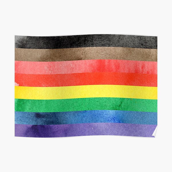 Gay Pride Flag Watercolor Stripe Inclusive Bipoc Poster For Sale By 0120