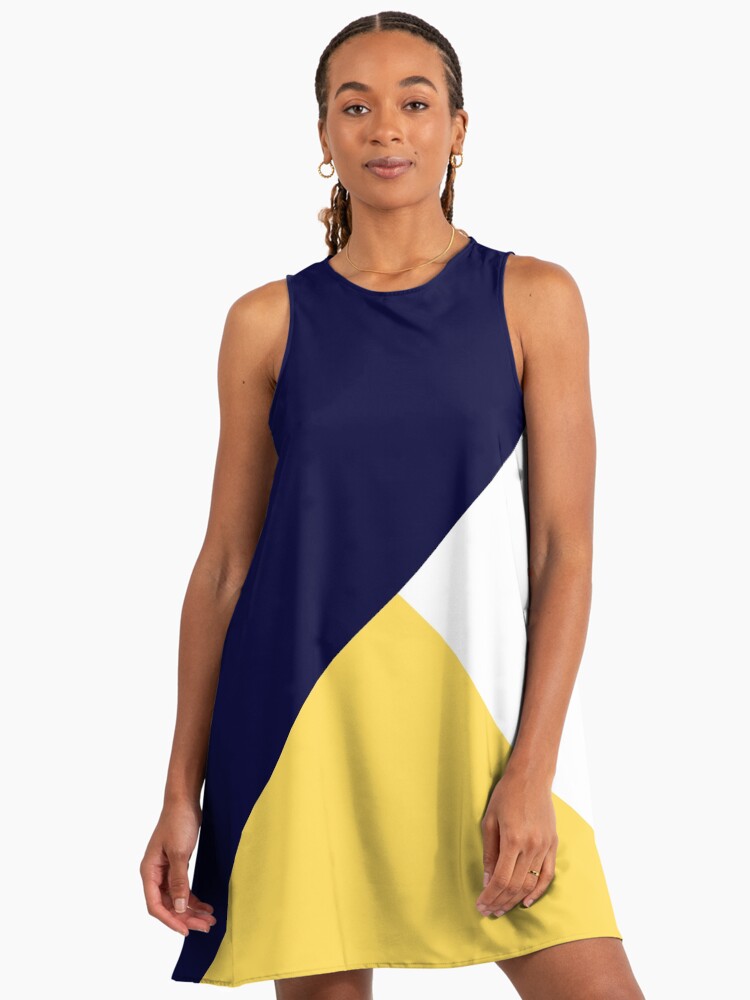yellow and blue combination dress Mint Yellow Long Dress main image 1
