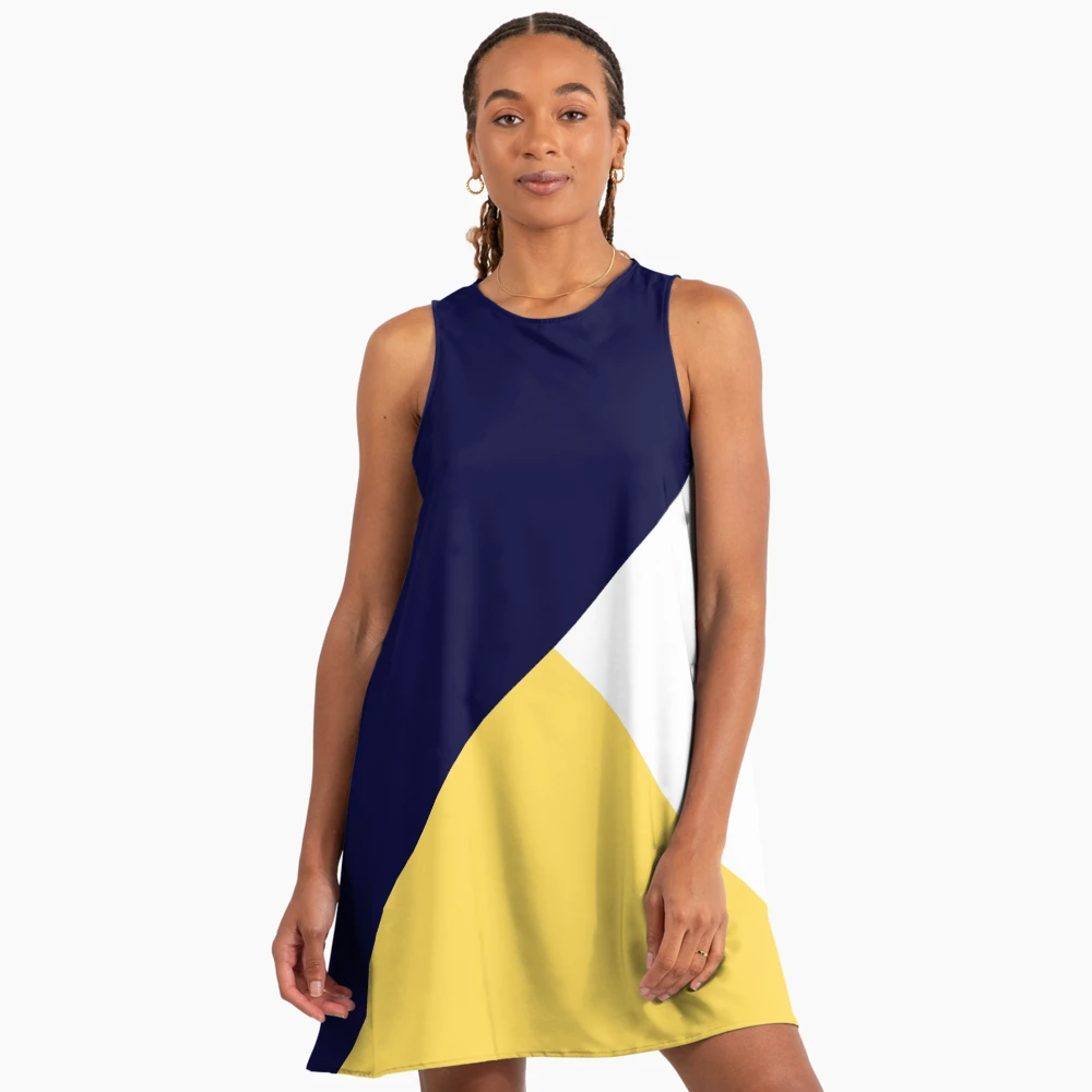 Tricolor Navy Blue Mustard Yellow And White" A-Line Dress for Sale by  rewstudio | Redbubble