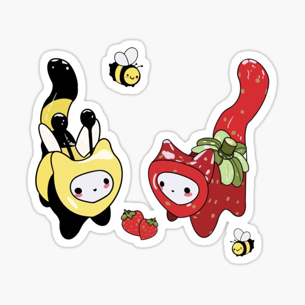 Bee and Strawberry cat Sticker