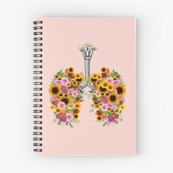 Item preview, Lungs with sunflowers and pink flowers, lungs cancer, respiratory therapist designed and sold by Collagedream.