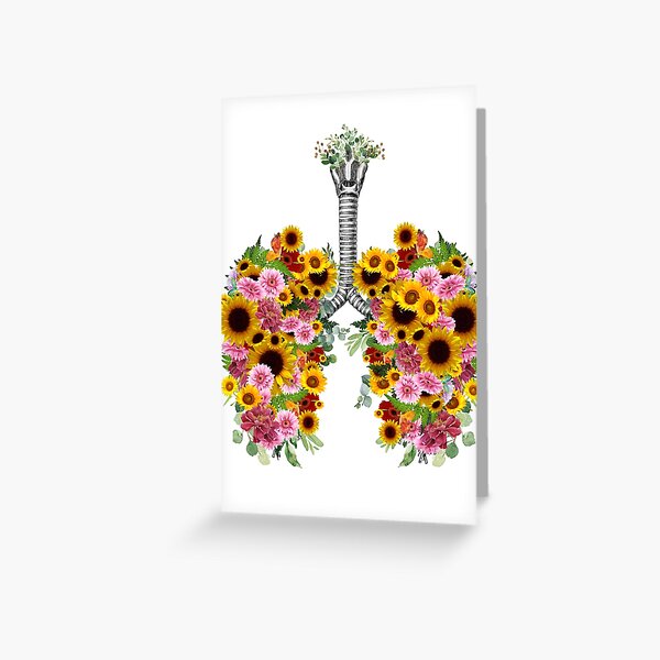 Item preview, Lungs with sunflowers and pink flowers, lungs cancer, respiratory therapist designed and sold by Collagedream.