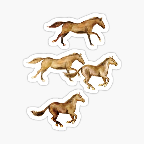 Wild and Free - watercolor horses Sticker