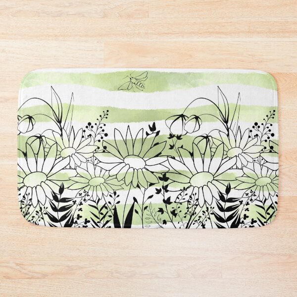 Item preview, Graphic flowers on green watercolor background  designed and sold by kMariaART.