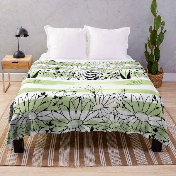 Item preview, Graphic flowers on green watercolor background designed and sold by kMariaART.