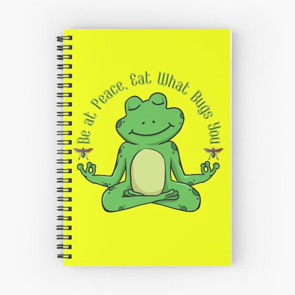 Item preview, Be at peace, eat what bugs you meditating frog doing yoga namaste designed and sold by All Things Wild.