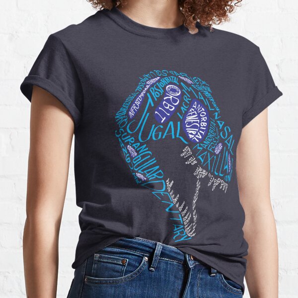 Color Calligram Tyrannosaur Skull Classic T-Shirt