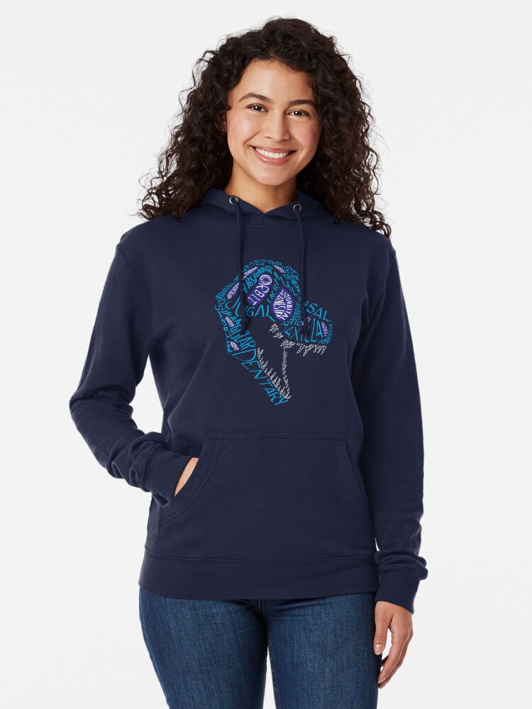 Alternate view of Color Calligram Tyrannosaur Skull Lightweight Hoodie