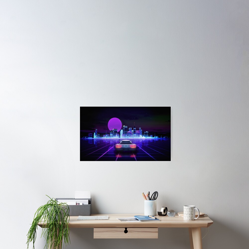 Cyber city, futuristic arcade games concept Poster