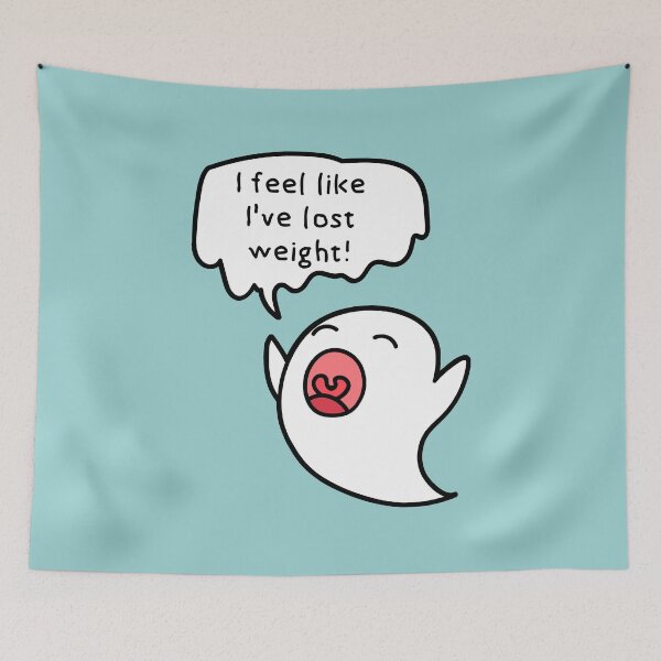 Item preview, Ghost I FEEL LIKE I'VE LOST WEIGHT! spooky cartoon diet funny  designed and sold by SolidEarthArt.