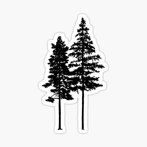 Minimalist 2 Skinny Pine Trees Sticker