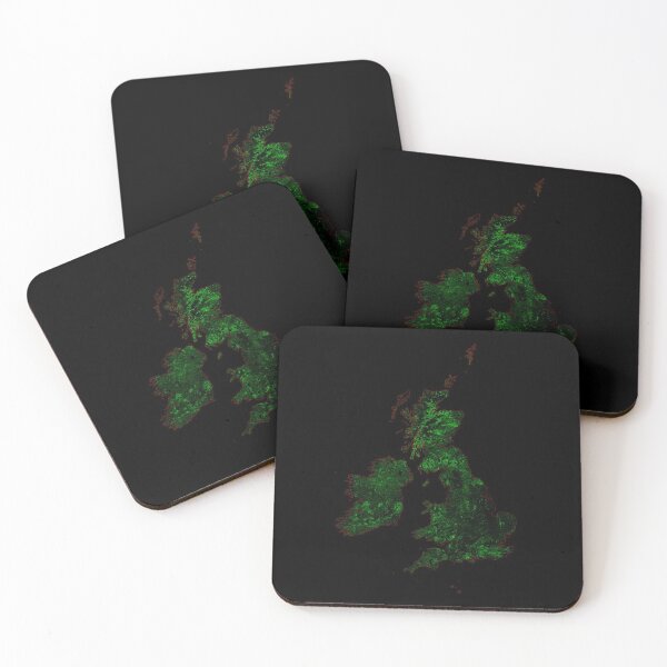 Item preview, British Isles Forest Cover Map with Black Background designed and sold by GrasshopperGeo.