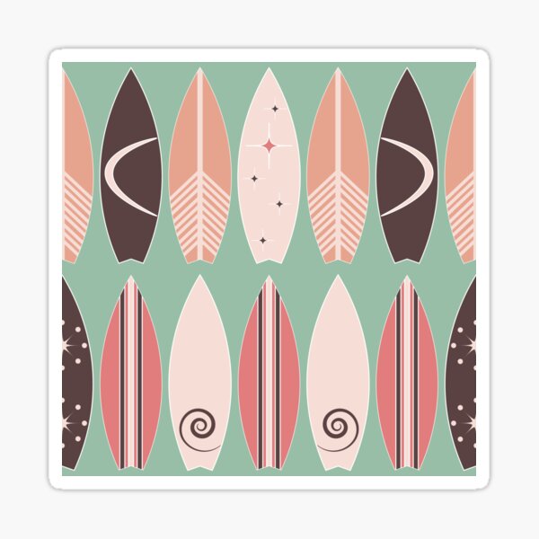 Retro Surfboards Mint Sticker