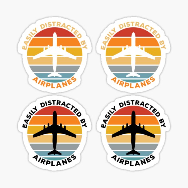 Item preview, Easily Distracted By Airplanes Vintage Sunset Gift for aviation enthusiast. designed and sold by Kipcio.