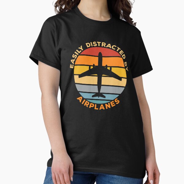 Item preview, Easily Distracted By Airplanes Vintage Sunset Gift for aviation enthusiast. designed and sold by Kipcio.