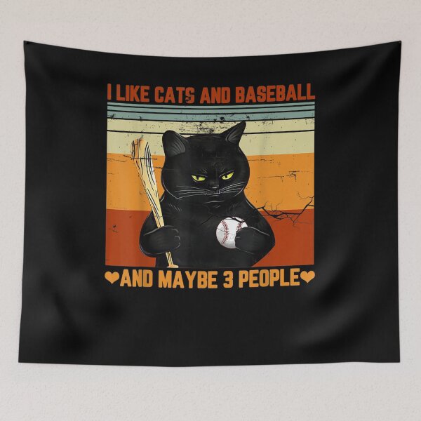 Item preview, I Like Cats And Baseball And Maybe 3 People Baseball Lover Gift  designed and sold by caral8.
