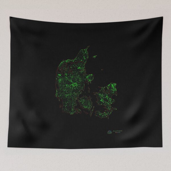 Item preview, Denmark Forest Cover Map with Black Background designed and sold by GrasshopperGeo.