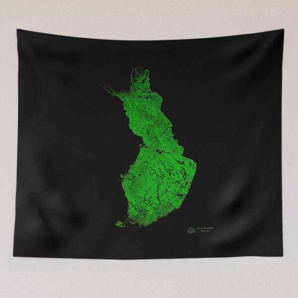 Item preview, Finland Forest Cover Map with Black Background designed and sold by GrasshopperGeo.