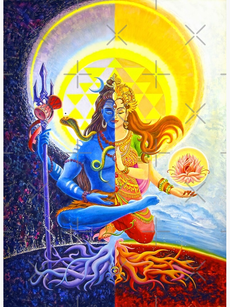Discover Ardhanarishvara Shiva Shakti God Goddess Halfman HalfWoman Premium Matte Vertical Poster