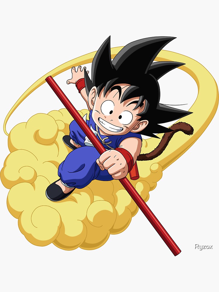 Sticker « Kid Goku sur le nuage magique Dragon Ball », par Ryzox Redbubble