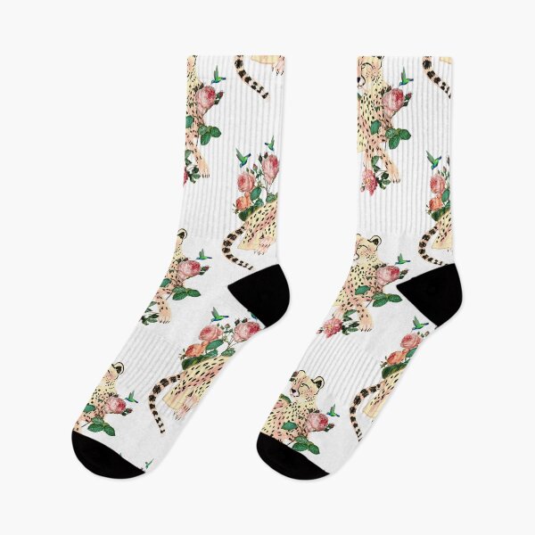 Item preview, Leopard in roses and hummingbirds designed and sold by orangerinka.