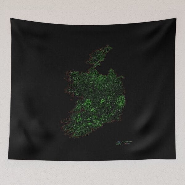 Item preview, Ireland Forest Cover Map with Black Background designed and sold by GrasshopperGeo.