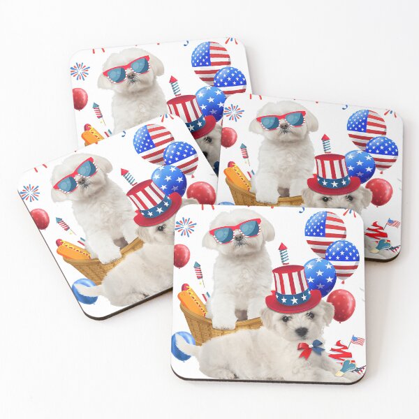 Item preview, Maltese Dogs 4th Of July American Flag Balloons Glasses Men designed and sold by BryanAnderson.