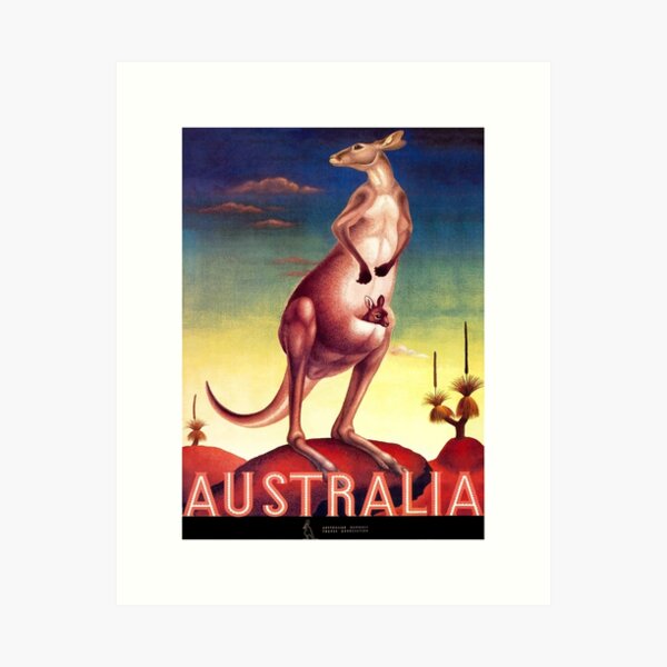 Item preview, 1956 Australia Kangaroo Travel Poster designed and sold by retrographics.