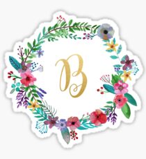 Floral Initial Wreath Monogram B Sticker