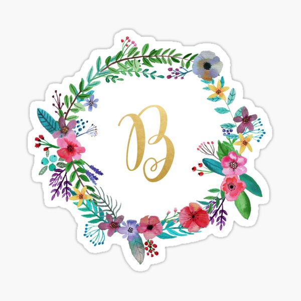 Floral Initial Wreath Monogram B Sticker