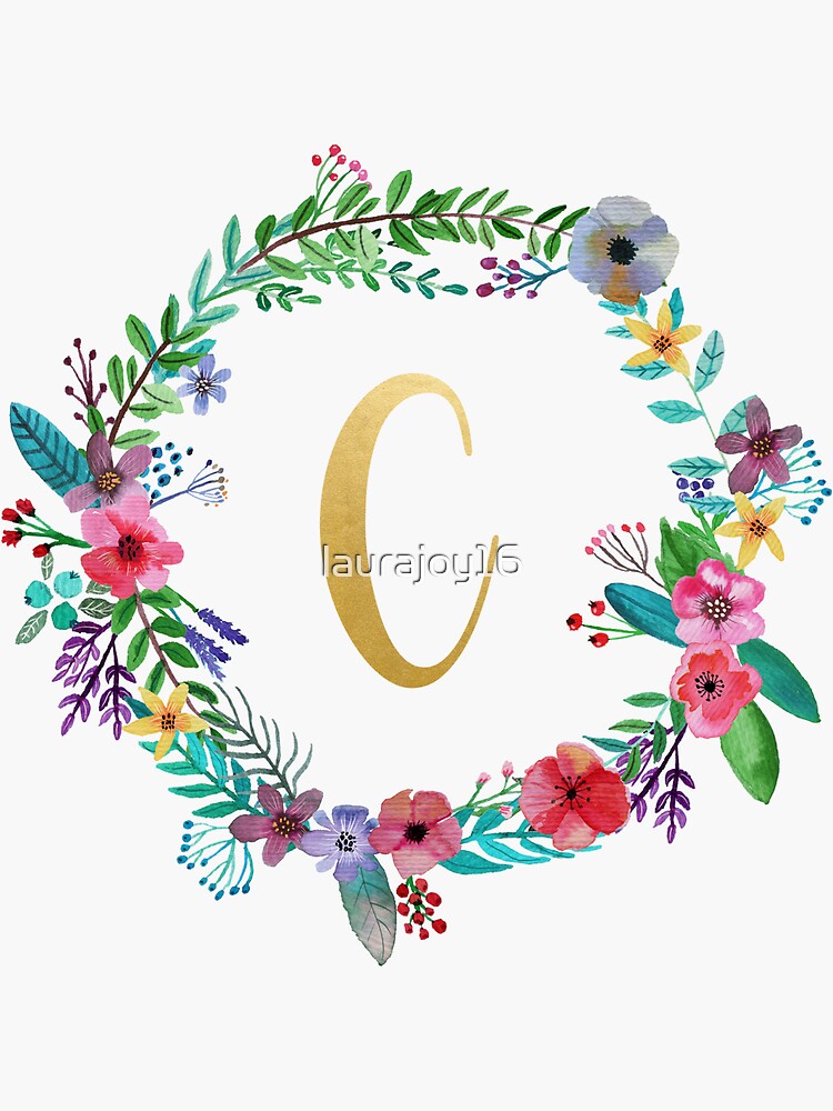 Floral Initial Wreath Monogram C by laurajoy16